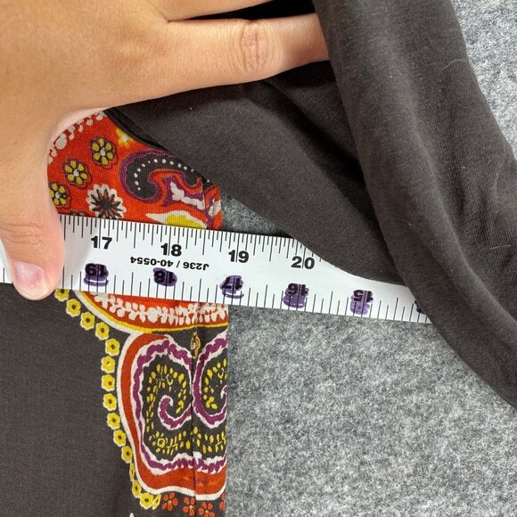 Cha Cha Vente Sheath Dress Women L Black Orange Paisley 3/4 Sleeve Crew Sleeve - Picture 8 of 10